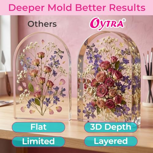 Image of Oytra Resin Art Mould Deep Oval Shape for Flower Preservation Silicone Mold DIY Art Craft Casting Home Decoration & Gift Making