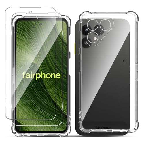 LiiLaa für Fairphone 6 für panzerglas mit Hülle 2 Schutzfolie & 1 Handyhülle 9H Härte schutzglas Dünn TPU Silikon Schutzhülle für Case Nie Vergilbung Stoßfest Transparent