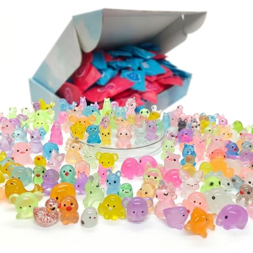VYNTALIX 180Pcs Glow in the Dark Mini Resin Animals Desk Pets Blind Bags
