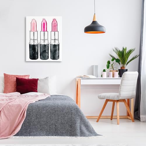 Image of Stupell Industries 'Three Pink Lipsticks', Canvas Art, 30 x 40 Inches, Easy to Hang and Sturdy, Made in USA, by Amanda Greenwood | Stupell Industries | 30 x 40 Inches, Easy to Hang and Sturdy, Made in USA, by Amanda Greenwood