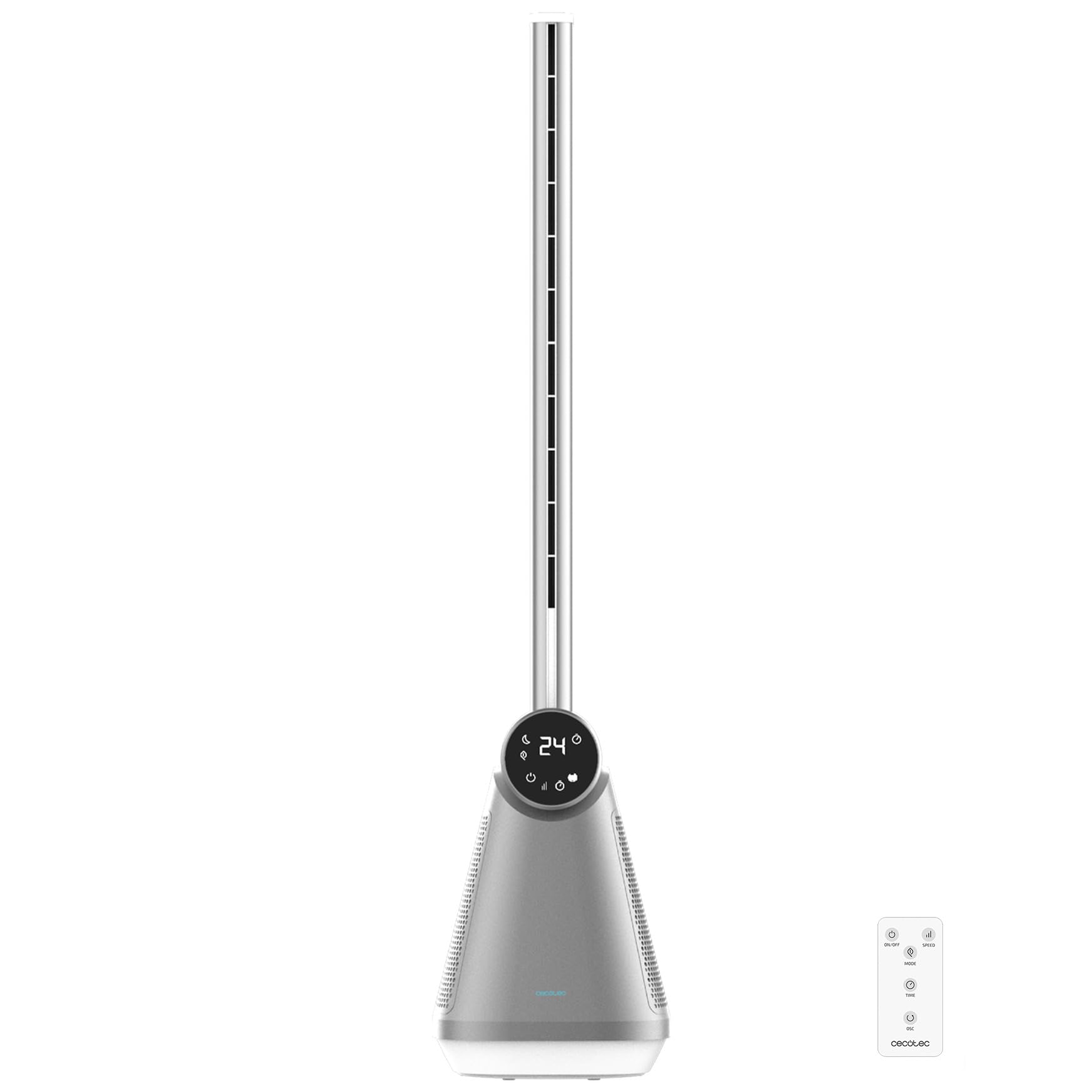 Cecotec Ventilador de torre EnergySilence 9890 Skyline Bladeless Sin Aspas de 39", 50W, Pantalla LED táctil, Mando a distancia, 3 Velocidades, 3 Modos, Temporizador 15 horas, Oscilación 40º