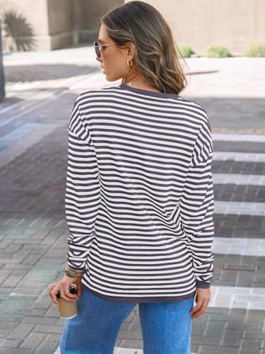 Image of LILLUSORY Womens Striped Lightweight Sweaters 2026 Fall Fashion Outfits | Cozy Knit, Work Office Pullover Crewneck Pullover, Cute Teacher Clothing, Old Money Clothes, Ladies Trendy Long Sleeve Tops