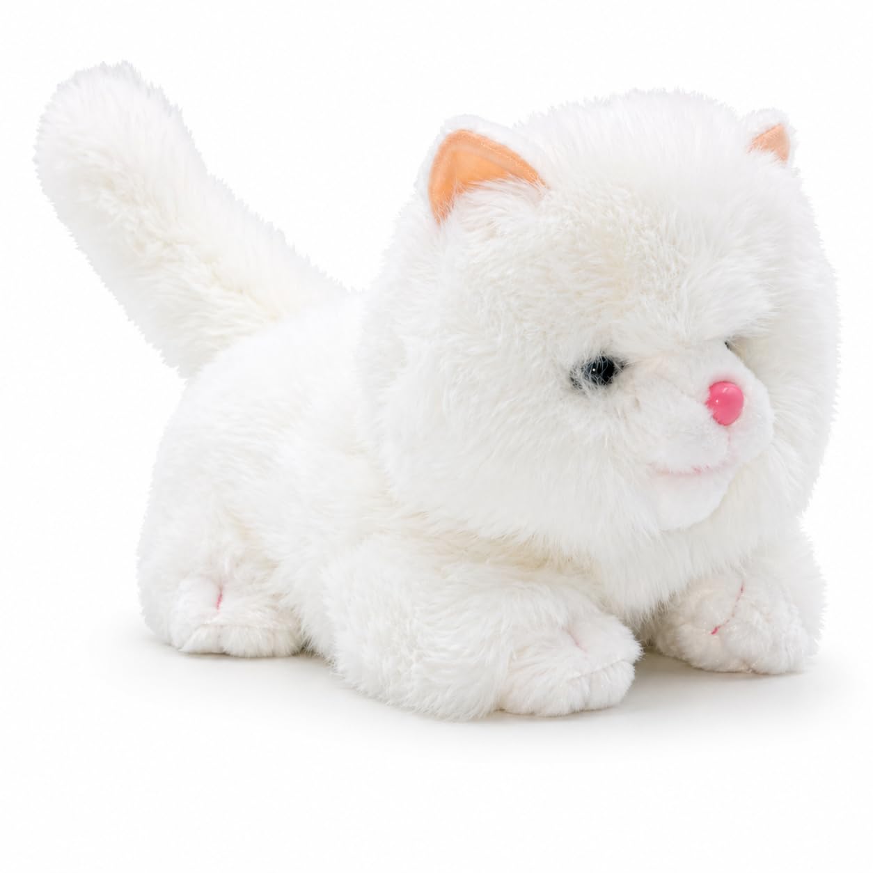 YH YUHUNG Blanco realista robot gato relleno animal de peluche electrónico interactivo gato con control de voz ladrando maullido gato gatito regalo de cumpleaños para niños