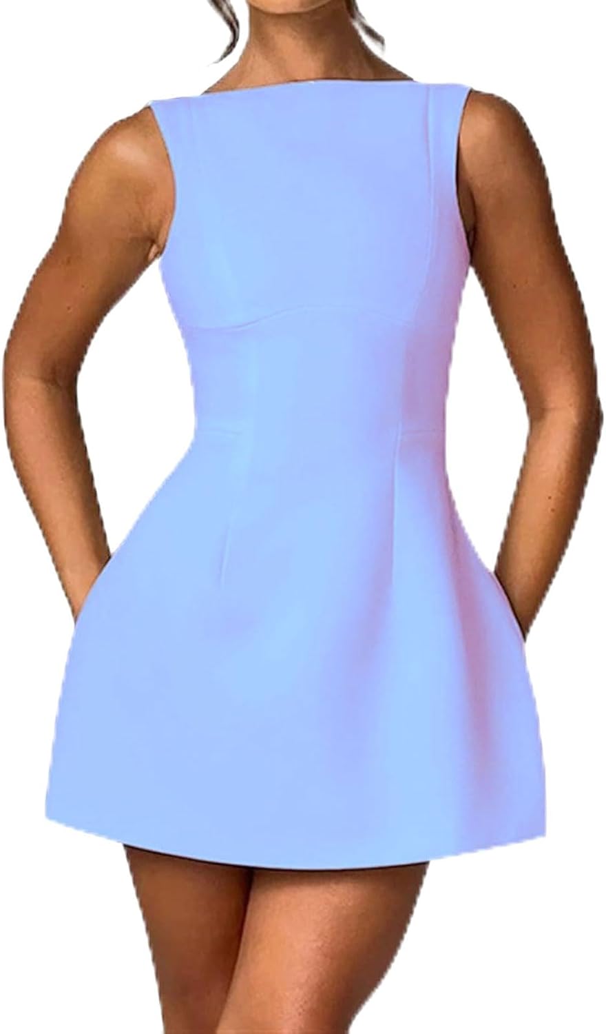 BNGD Women's Backless Vest Basic Dress Sexy Slim Short Dress Sleeveless Open Back Mini Dresses