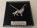 Prideindetails D2 Schäferhund Anhänger aus echtem 925er Sterlingsilber, handgefertigt, 50,8 cm lange Kette, mit Geschenkbox