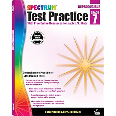 Spectrum Test Practice 7th Grade Workbooks All Subjects, Math, Language Arts, and Reading Comprehension Grade 7 Reproducible Book, Vocabulary, ... Practice for Standardized Tests (Volume 84) Cover