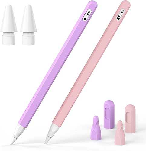 Paquete de 2 fundas compatibles con Apple Pencil de 2 generación, accesorios de funda protectora para Apple Pen 2 piel de agarre de silicona para Paquete de 2 fundas compatibles con Apple Pencil de 2 generación, accesorios de funda protectora para Apple Pen 2 piel de agarre de silicona para