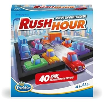 ThinkFun - Rush Hour Gioco | Giochi Da Tavolo per Bambini 40 Sfide | Bambino e Bambina 8 Anni Idee Regalo | Giochi Bambini 8 Anni | Rush Hour Versione Italiana