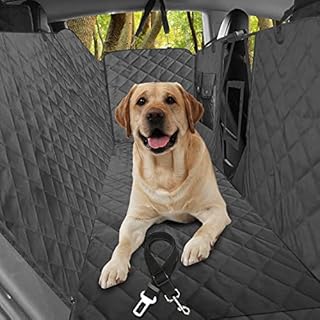LumoLeaf Dog Car Seat Cover Waterproof, Dog Hammock for Back Seat Covers with Mesh Window & Side Flaps &Storage Pocket, Nonslip Scratch Proof Pet Travel Protector Fits All Cars Trucks SUVs (Grey)