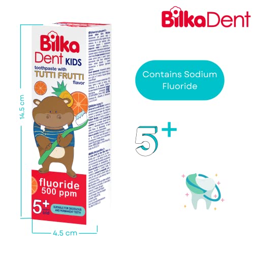 BilkaDent Kinderzahnpasta 5+ Jahre – Zahncreme für Kinder mit Tutti-Frutti-Geschmack, 500 ppm Fluorid, für Milchzähne & bleibende Zähne, 50 ml – Bild 3