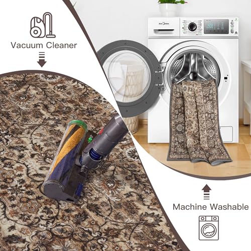 Tapete Pasillo Cocina Lavable 2x6 ft Boho Marrón miniatura 6
