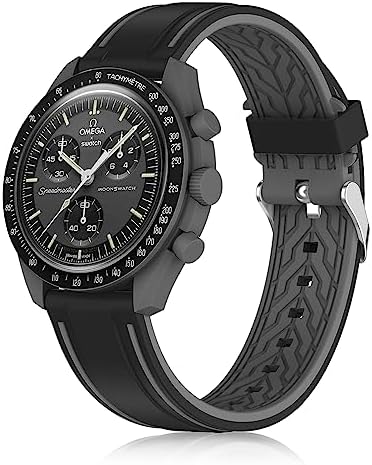 Band Compatible with Moonswatch,Soft Silicone 20mm Replacement Band for Omega X Swatch Moonswatch Speedmaster/Rolex/SEIKO for Women Men