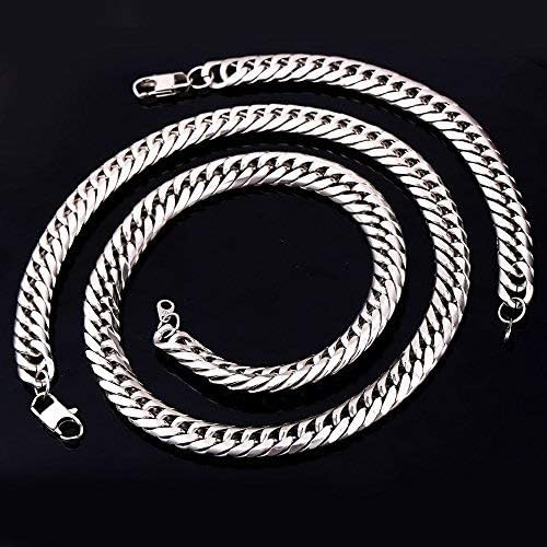 Miniatura 3 de U7 - Collar de eslabones cubanos para hombre, cadena de acero inoxidable Franco Curb, collares chapados en platanegrooro de 14 quilates para hombres