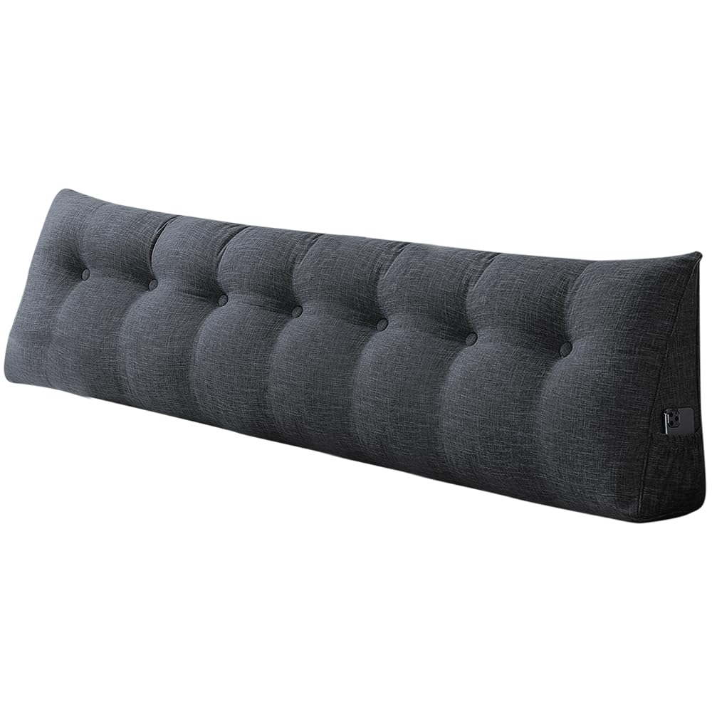 HUOLE Lesekissen Dreieckig Ausgleichend Kopfkissen für Kopfteil Lange Kissen für Sofa Bettruhe Keilkissen zum Lesen Entspannen Dreieckiges Lesekissen, 200 * 50 * 20 cm-Diva Grau