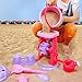 13-Piece Pink Princess Beach Sand Toy Set for Girls – Sand Playset with Sand Wheel, Mermaid Bucket, Water Pot, Shovels, Rakes, Molds & Zippered Storage Bag for Beach, Sandbox & Outdoor Play