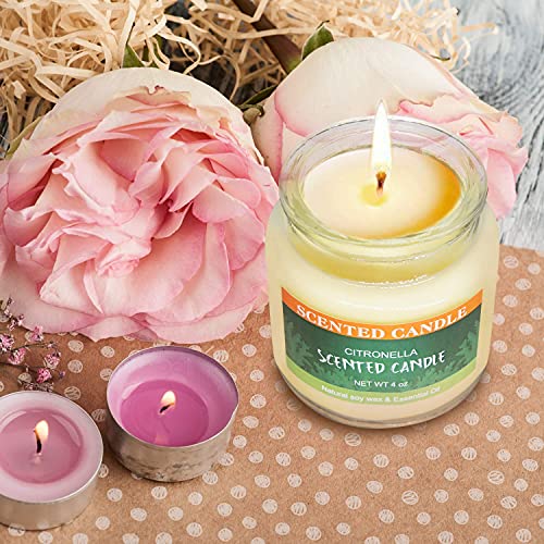 Uwax 4 Pack Citronella Candles Outdoor Indoor, 4.0Oz Soy Wax Glass Jar Candles For Patio Yard Home, Portable Travel Tin Candle For Summer Camping Holiday #TOP6
