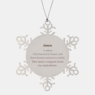 Iowa State Gifts, This state's Support Fuels My aspirations, Inspirational Proud to Be Iowa People Birthday Christmas Snowflake Ornament for Men, Women, Friends