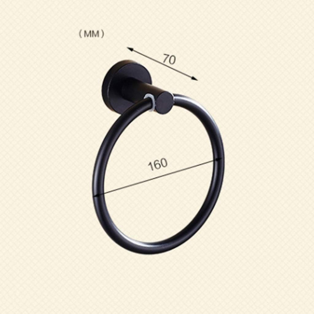 Portasciugamani Rotondo Nordico Anello portasciugamani Bagno dell'hotel Ciondolo portasciugamani in Acciaio Inossidabile Creativo Multifunzione 16 cm, Nero