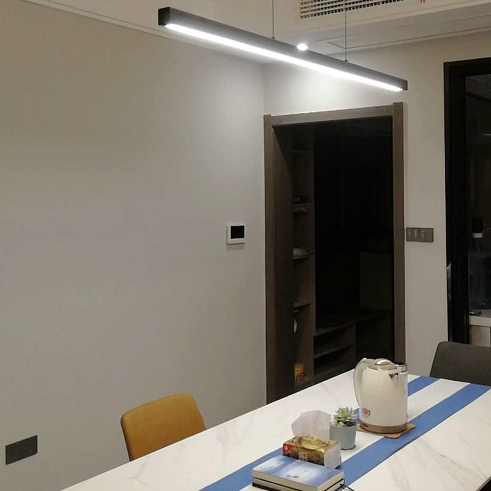 Kitchen Island Linear Pendant Light, Aluminum Long Hanging Lighting Fixtures with Acrylic Shade, 47.2inch Strip Suspension Lamp, Modern LED Chandeliers for Above Sink (48W)