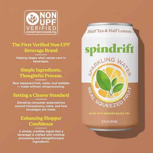 Image of Spindrift Sparkling Water, Half Tea & Half Lemon Flavored, Made with Real Squeezed Fruit, 12 Fl Oz Cans, Pack of 24 (Only 5 Calories per Can)