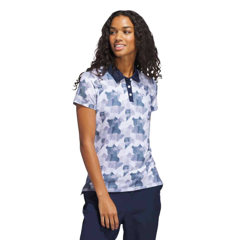Adidas Women's Collegiate Navy Ultimate365 Printed Polo Shirt, M
