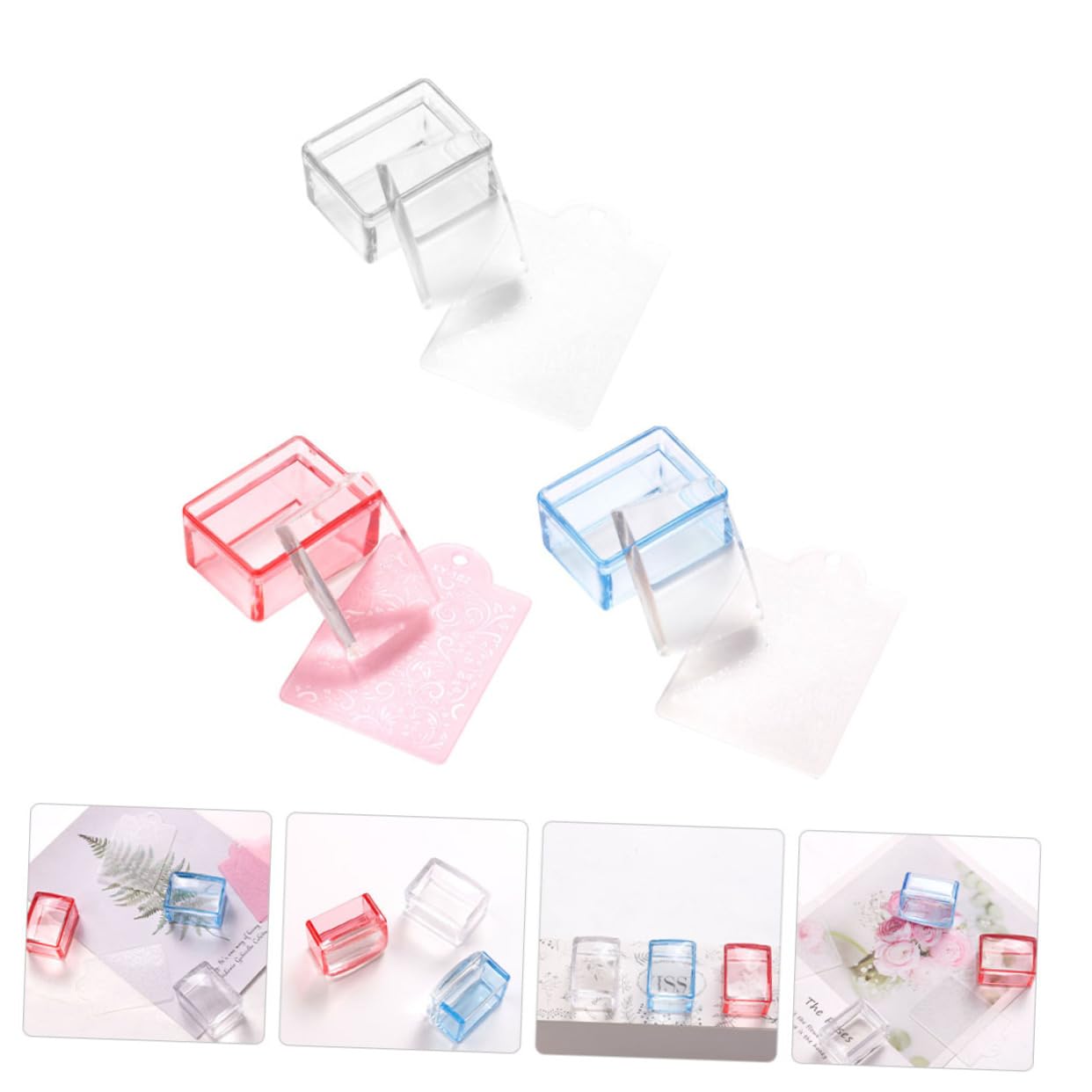 FRCOLOR 4 Set Di Timbri Per Manicure Sigilli Per Unghie Set Di Strumenti Per Il Trasferimento Per Creazioni Di Nail Art A Casa 3 Pezzi * 4