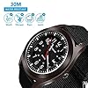 Vicloon Men's Analogue Quartz Military Watch - Glow in The Dark With Date Window and Black Nylon Strap, Army Tactical Sports Minimalist (Black Window) #3