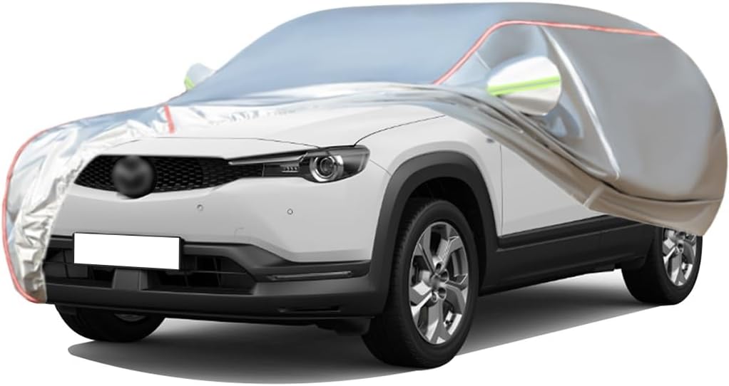 WOLWES Car Cover are Suitable for Mazda MX-30 Prime-Line/Exclusive-Line/Makoto,Water,Rain,Sun and Snow Resistant Oxford Fabric Car Cover,with Side Door Zip (Color : White, Size : MX-30 Exclusive-Lin