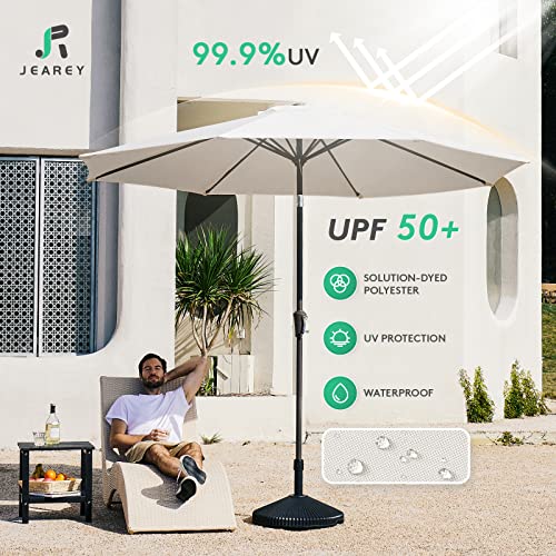 JEAREY 9FT Outdoor Patio Umbrella Outdoor Table Umbrella with Push Button Tilt and Crank, Market Umbrella 8 Sturdy Ribs UV Protection Waterproof for Garden, Deck, Backyard, Pool (Creamy-white) - Image 3