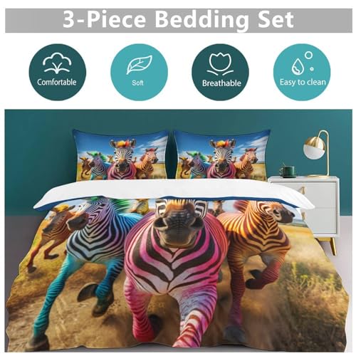 Housse de couette fermeture éclair zèbre 3D King confortable - 6