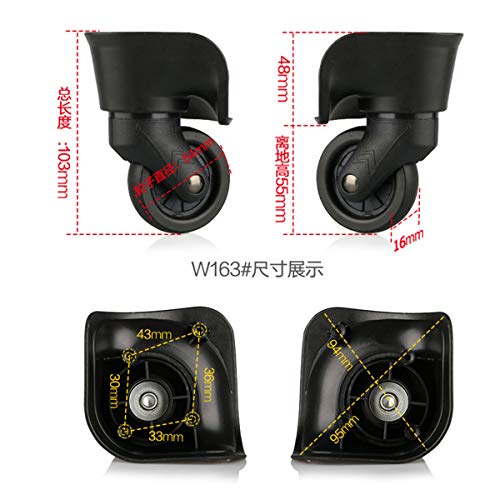 Luggage Wheel,Luggage Suitcase Wheels, 360 Degree Swivel Luggage Mute Wheel Suitcase Replacement Repair Wheels Parts Spinner (W163#)2