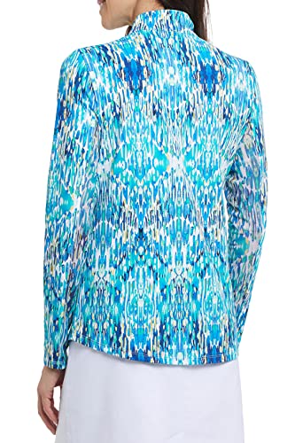 Tribal Women's L/S Mock Neck Top-Lagoon, Large #TOP1