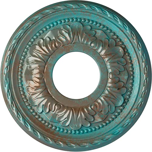 Image of Ekena Millwork Palmetto Ceiling Medallion, Copper Green Patina