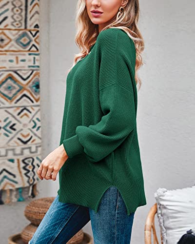 Image of Imily Bela Womens Oversized Tunic Sweaters Fall Slouchy Long Sleeve Ribbed Knit Side Slit Pullover Jumper
