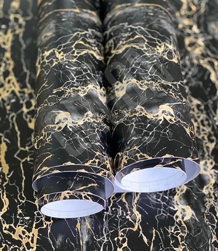 Image of CREON Black Fiber Marble Sticker for Kitchen Countertops Waterproof Black Fiber Marble Wallpaper Self Adhesive and Removable Marble Paper for Kitchen Bathroom Cabinet Furniture (16X200 INCH)