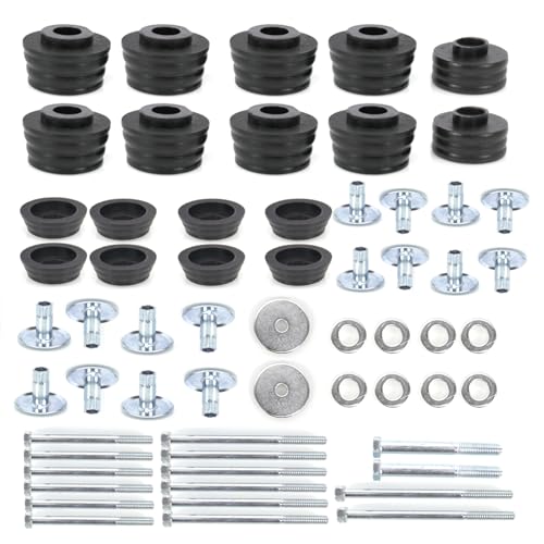 KF04060BK Polyurethane Body Mount Bushing Kit with Steel Sleeves – Compatible with 2008-2016 Ford F250 F350 Super Duty 2WD/4WD – Complete Hardware Kit for Cab & Bed – Heavy Duty Truck