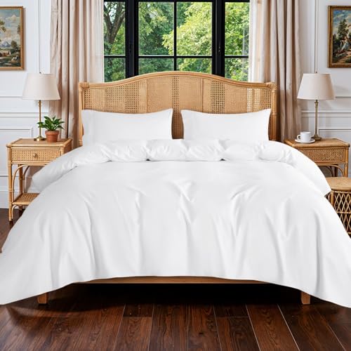 SONORO KATE 100% Egyptian Cotton Sheets - 800 Thread Count, Hotel Sateen Weave Sheets, Fits 16' Deep Pocket - 4 PC (White,Queen)