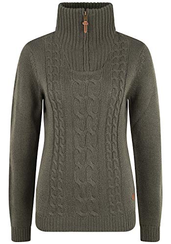 OXMO OXCarry Damen Strickpullover Troyer Grobstrick Pullover mit...