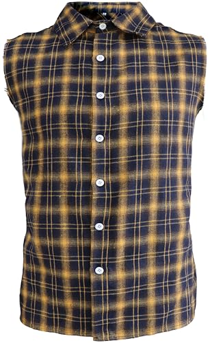 Chemise sans manches coupe ample en flanelle jaune avec poche poitrine boutonnée
