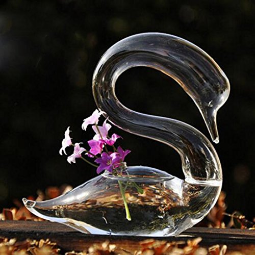 Unigift A Pair Of Transparent Glass Swan Vase For Valentine Wedding Lovers Gift Household Home Decor #TOP3