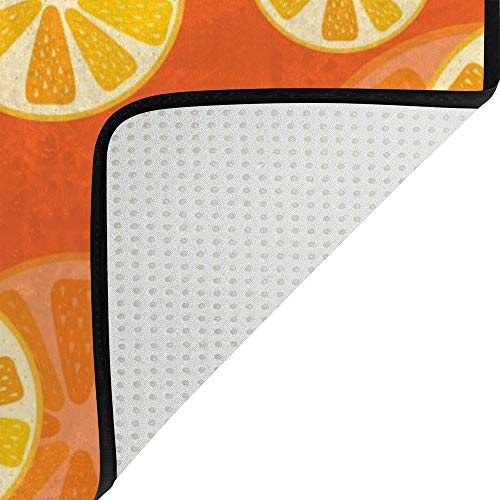 Tapis de salon orange mûr citrus en velours corail dense grand format Ruchen