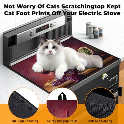 Image of Stove Top Cover for Glass Electric Stove (Wine, 30 inch x 21 inch) | Heat Resistant Cooktop Protector Mat with Non-Slip Rubber Backing, Scratch Protection and Counter Space Mat