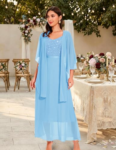 Image of BeryLove Summer Formal Wedding Guest Prom Dresses Sequin Cocktail Evening Lace Elegant Mother of The Bride Dress