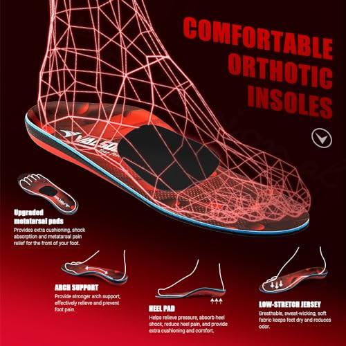 VALSOLE 250+ lbs Plantar Fasciitis High Arch Support Insole for Men Women,Heavy Duty Support Pain Relief Orthotics Insert,Relieve Flat Feet,High Arch,Foot Pain,Standing All Day Boot Work Shoe Insole3