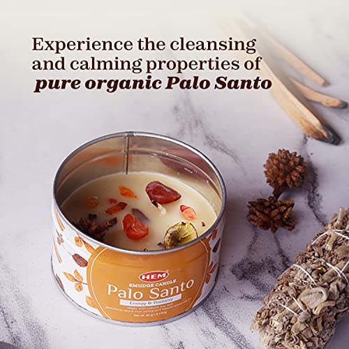 Palo Santo Candle with Crystals - 9.5 Oz Natural Soy Candles Scented | Soft Palo Santo Wood Aroma Protection Candles | Long Lasting 65 hrs Clean Burn, Aromatherapy Candle (Veladora de la Abundancia)