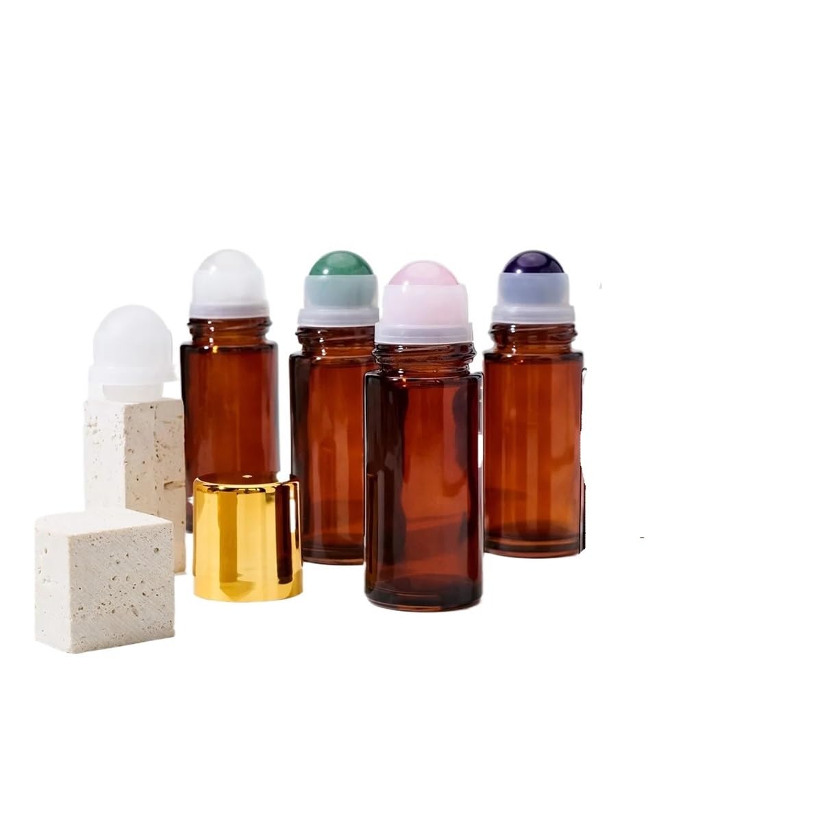 Palut Natural Crystal Ball Roller Bottles, Refillable Essential Oil Bottles Portable Travel Liquid Sub Bottles Ideal For Festival Gifts(Purple)