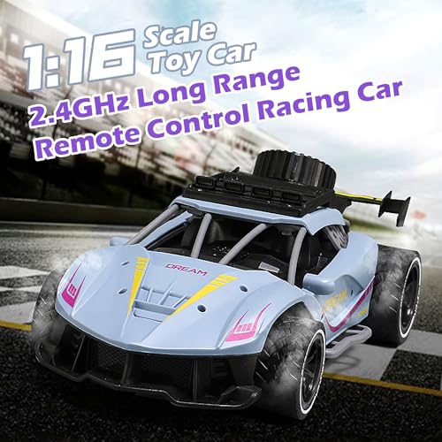 Image of VGRASSP Rechargeable Racing Car Toy for Kids with 2.4 GHz Long Range Remote Control - 1:16 Scale Joystick RC Sports Vehicle (Grey)