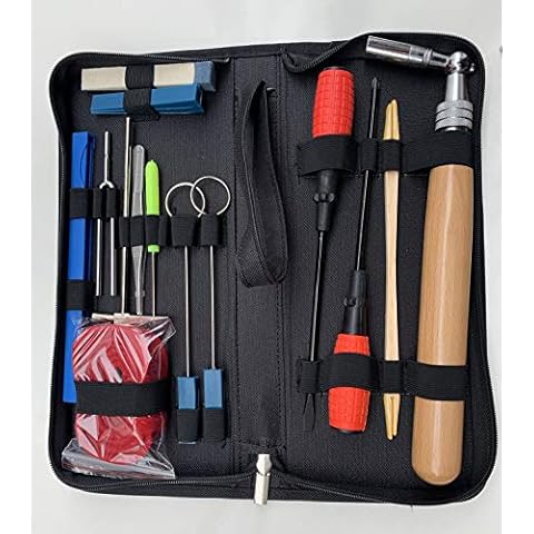 Ecloud Shop Piano Tuning Kit 16pcs Tuning Tool Set Professional Tuning Wrench Hammer Mute Tweezers Fork Screwdriver Belt Clip for Beginners and Professionals Cover