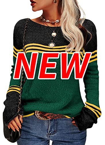 Image of Danedvi Womens Fall Fashion 2026 Sweaters Colorblock Lightweight Striped Crewneck Winter Trendy Pullover Tops