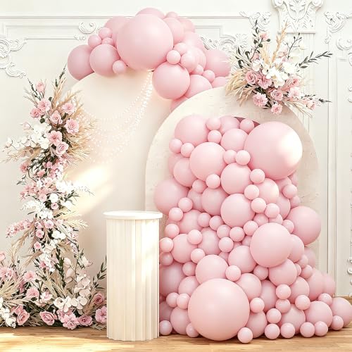 Image of 108Pcs Double Stuffed Light Pink Balloon Garland Arch Kit